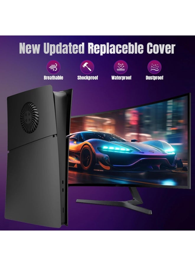 PS5 Slim Faceplate (الإصدار الرقمي) - قشرة ABS الوقائية مع تبديد الحرارة ، سطح ماتي مقاوم للخدش ، سهولة التركيب ، ويتضمن غطاء وحدة التحكم السيليكون - Image 3